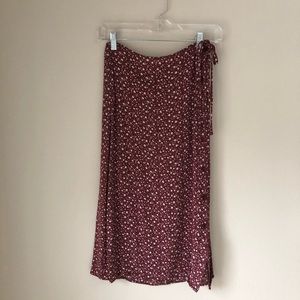 Red Floral Midi Skirt